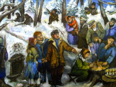 Partisans in the Forrest. Original painting by Irene Lieblich. Courtesy of the Estate of Irene Lieblich
