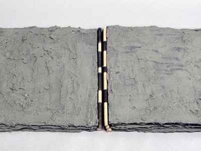 Chad Cunha. Book with Heavy Content. 2010. Concrete, acrylic, screening and wood. (Detail)