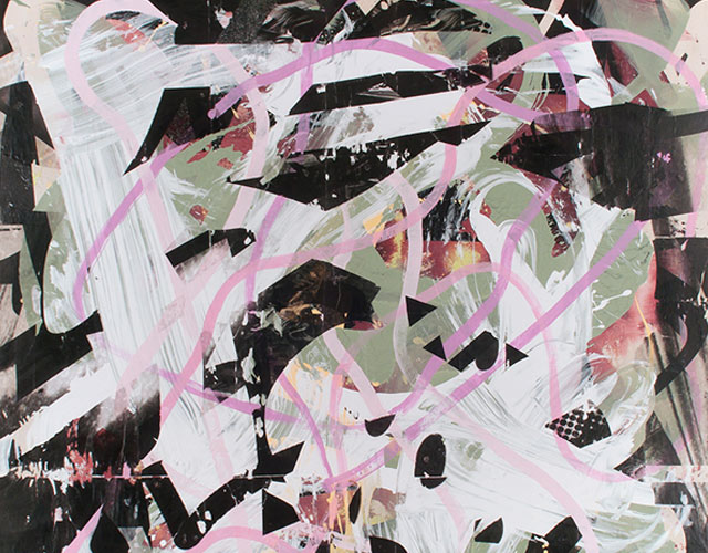 Kris Chatterson, Untitled, 2012, acrylic and transfers on canvas, 72 x 68 inches, detail